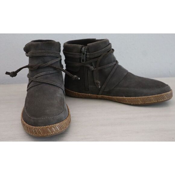 UGG 1019129 Woman’s Sz 5.5 Slate Soft Suede Reid Moccasin Booties - Picture 3 of 15